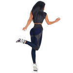 High Elastic Workout Patchwork PU Leather Leggings
