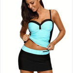 Strap Underwire Two Piece Swimsuit Top and Pantyskirt