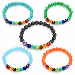7 Chakra Men Women Natural Lava Stone Beads Bracelet