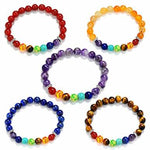 7 Chakra Men Women Natural Lava Stone Beads Bracelet