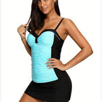 Strap Underwire Two Piece Swimsuit Top and Pantyskirt
