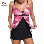 Hot Summer 2 Piece Tankini Bottom Push Up Swimsuit Sport - Plus Sizes