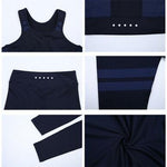 Women's Fitness Sets Tank Top And Stripe Leggings - Two Pieces Set