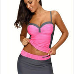 Strap Underwire Two Piece Swimsuit Top and Pantyskirt