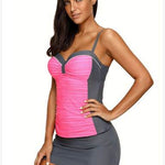 Strap Underwire Two Piece Swimsuit Top and Pantyskirt