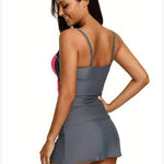 Strap Underwire Two Piece Swimsuit Top and Pantyskirt
