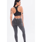Mid Waist Grey Denim Lifts & Supports