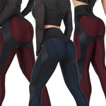 High Elastic Workout Patchwork PU Leather Leggings