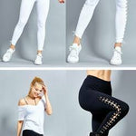 Black And White Side Bandage Leggings