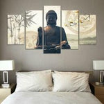 5 Piece Buddha Bamboo Canvas Panting (With No Frame)