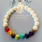 7 Chakra Weave White Lava Beads Bracelet Men Women