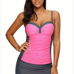 Strap Underwire Two Piece Swimsuit Top and Pantyskirt