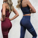 Women's Fitness Sets Tank Top And Stripe Leggings - Two Pieces Set