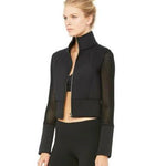 Shell Jacket's cropped bomber style scuba-inspired double-face fabric