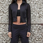 Shell Jacket's cropped bomber style scuba-inspired double-face fabric