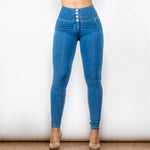 New High Waist Front Buttons Denim Pants Lift & Support