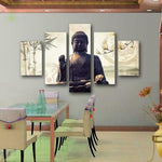 5 Piece Buddha Bamboo Canvas Panting (With No Frame)