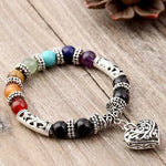 7 Chakra Beads Heart Charm Bracelet For women