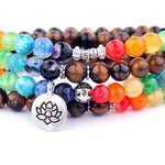 7 Chakra lotus Tree Charm Bracelet Yoga stone Bracelet For Women Men