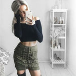 Lace-Up Suede Skirt