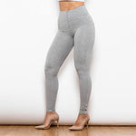 Gray High Waist Cotton Pants Lift & Support