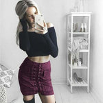 Lace-Up Suede Skirt