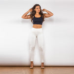 White High Waist Cotton Pants Lift & Support