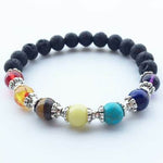 7 Chakra Healing Lava Stone Men Women Bracelet