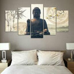 5 Piece Buddha Bamboo Canvas Panting (With No Frame)