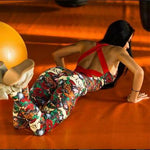 Women Floral Fitness Backless Yoga Workout Jumpsuit