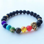 7 Chakra Men Women Stones Lion Charm Bracelet