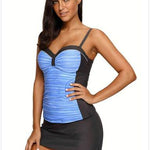 Strap Underwire Two Piece Swimsuit Top and Pantyskirt
