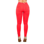 New Red Mid Waist Cotton Leggings Lift & Support