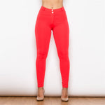 New Red Mid Waist Cotton Leggings Lift & Support