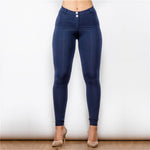 New Dark Blue Mid Waist Cotton Leggings Lift & Support