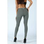 Knitted Mid Waist Olive Pants Lift & Support