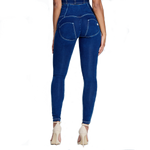 High Rise Front Buttons Dark Blue Denim Lifts & Supports