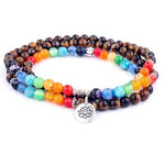 7 Chakra lotus Tree Charm Bracelet Yoga stone Bracelet For Women Men