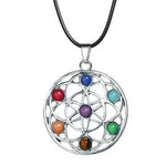 7 Chakra Women Pendant Necklace Leather Chain