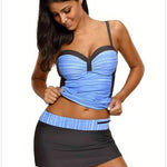 Strap Underwire Two Piece Swimsuit Top and Pantyskirt
