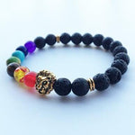 7 Chakra Men Women Stones Lion Charm Bracelet