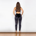 Black Mid Waist Velvet Push Up leggings Lift & Support
