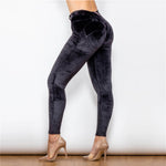 Black Mid Waist Velvet Push Up leggings Lift & Support