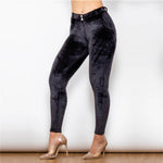 Black Mid Waist Velvet Push Up leggings Lift & Support