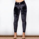 Black Mid Waist Velvet Push Up leggings Lift & Support