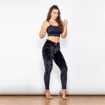 Black Mid Waist Velvet Push Up leggings Lift & Support