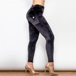 Black Mid Waist Velvet Push Up leggings Lift & Support