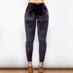 Black Mid Waist Velvet Push Up leggings Lift & Support