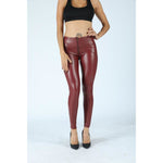 Red Color Eco-Leather Pants Lifts & Supports