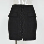Lace-Up Suede Skirt